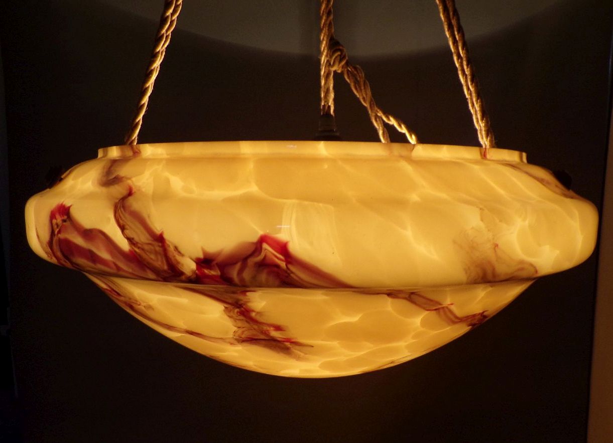 Alte Schalenlampe Art Deco E27 Marmor Optik Deckenleuchte 