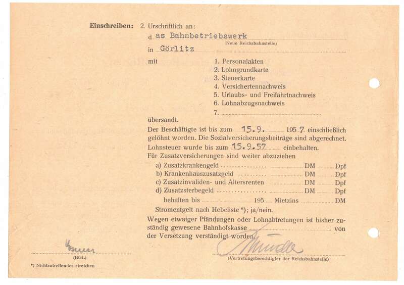 Dokumente 2 St RAW Deutsch Sowjetische Freundschaft Görlitz 1957 Reichsbahnausbesserungswerk