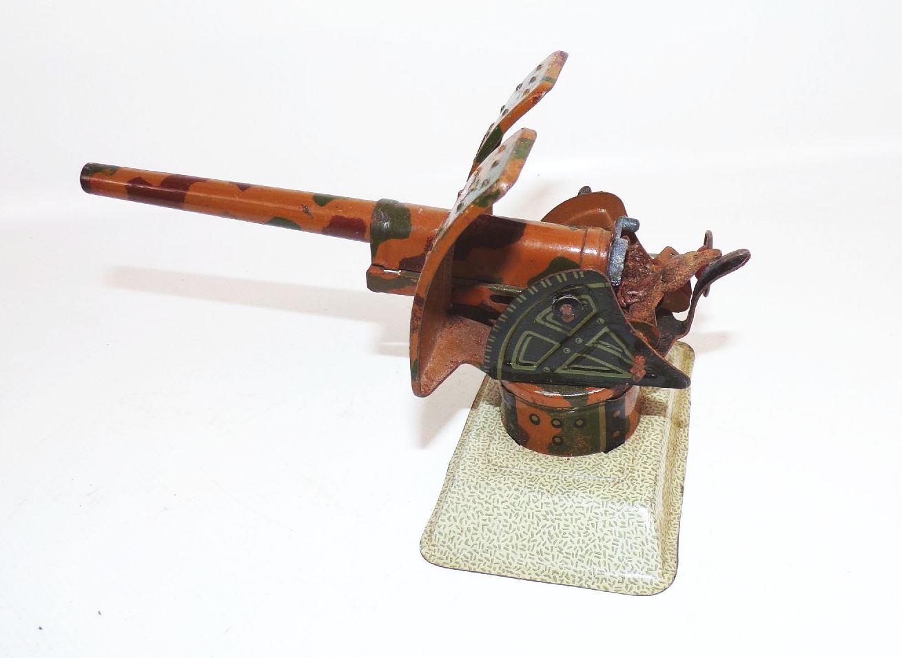 Altes Blech Geschütz drehbar Standgeschütz mimikry 2 Wk 