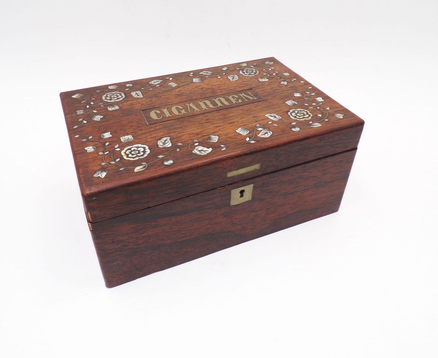 Alte Zigarren Kiste Perlmutt Intarsien Box Behälter Schatulle um 1910