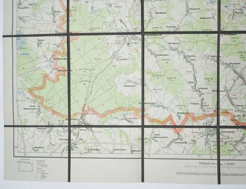 Alte Leinen Landkarte KAMENZ Vintage L