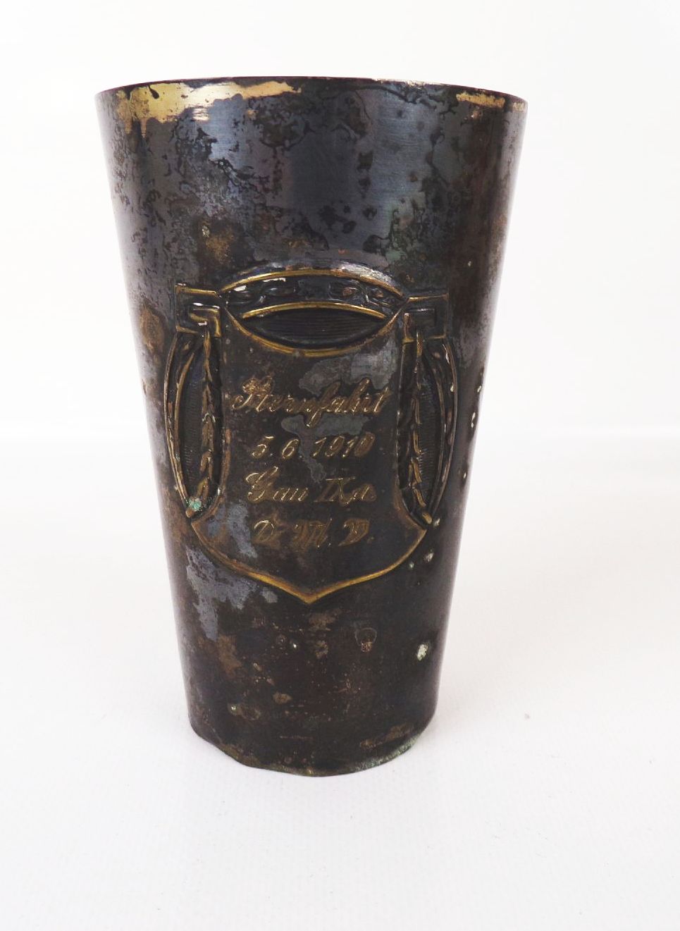 Alter Becher Sternfahrt Gau II a 1910 Automobil versilbert Jugendstil Alter Becher Sternfahrt Gau II a 1910 Automobil versilbert Jugendstil