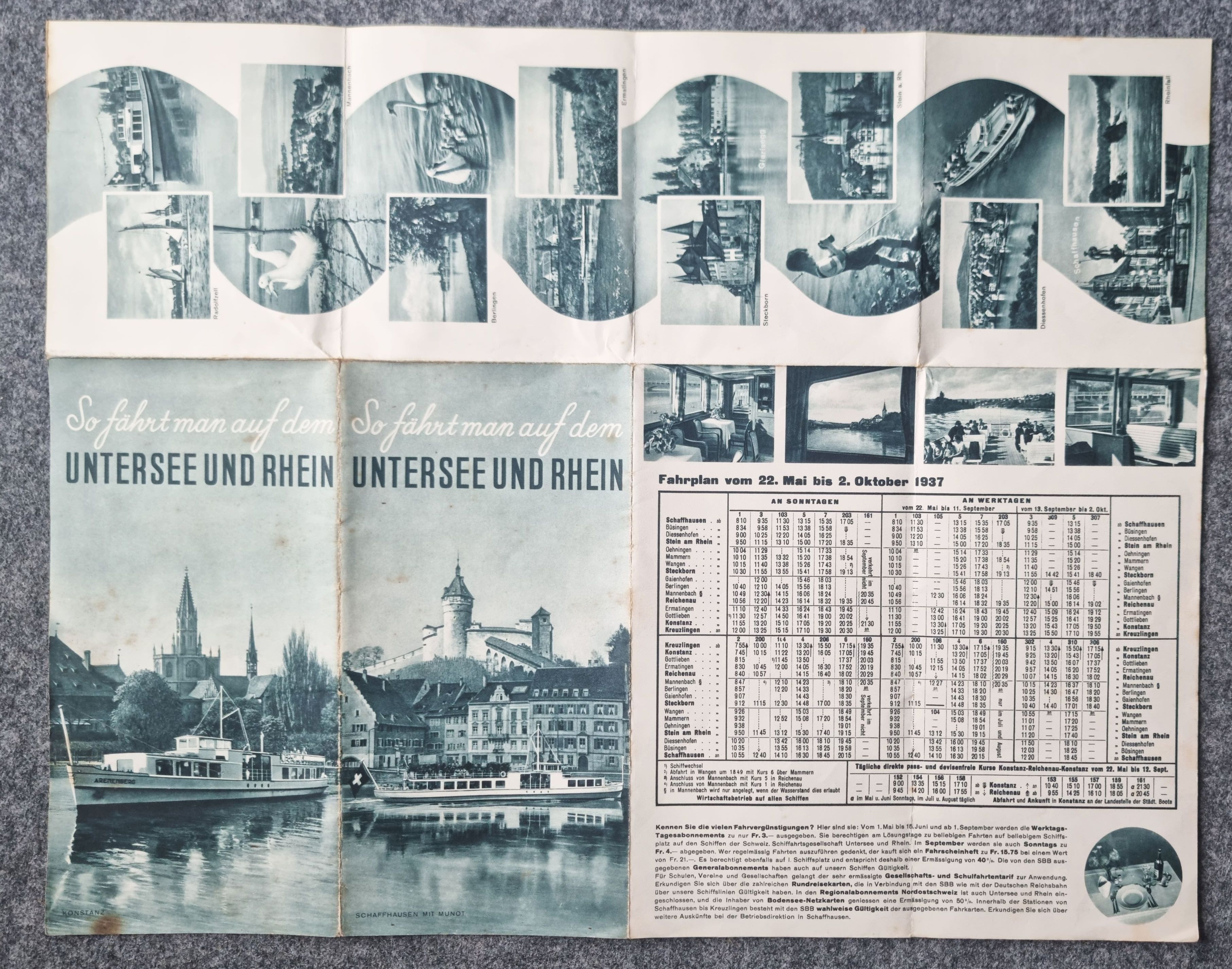 So fährt man auf dem Untersee und Rhein Schaffhausen mit Mundt alter Reiseprospekt 1937