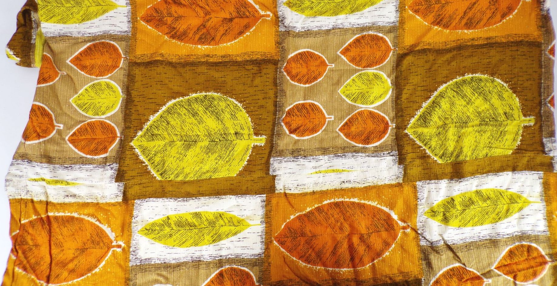 Gardinenstoff DDR Bunt Blätter Motiv Vintage Stoff Upcycling 