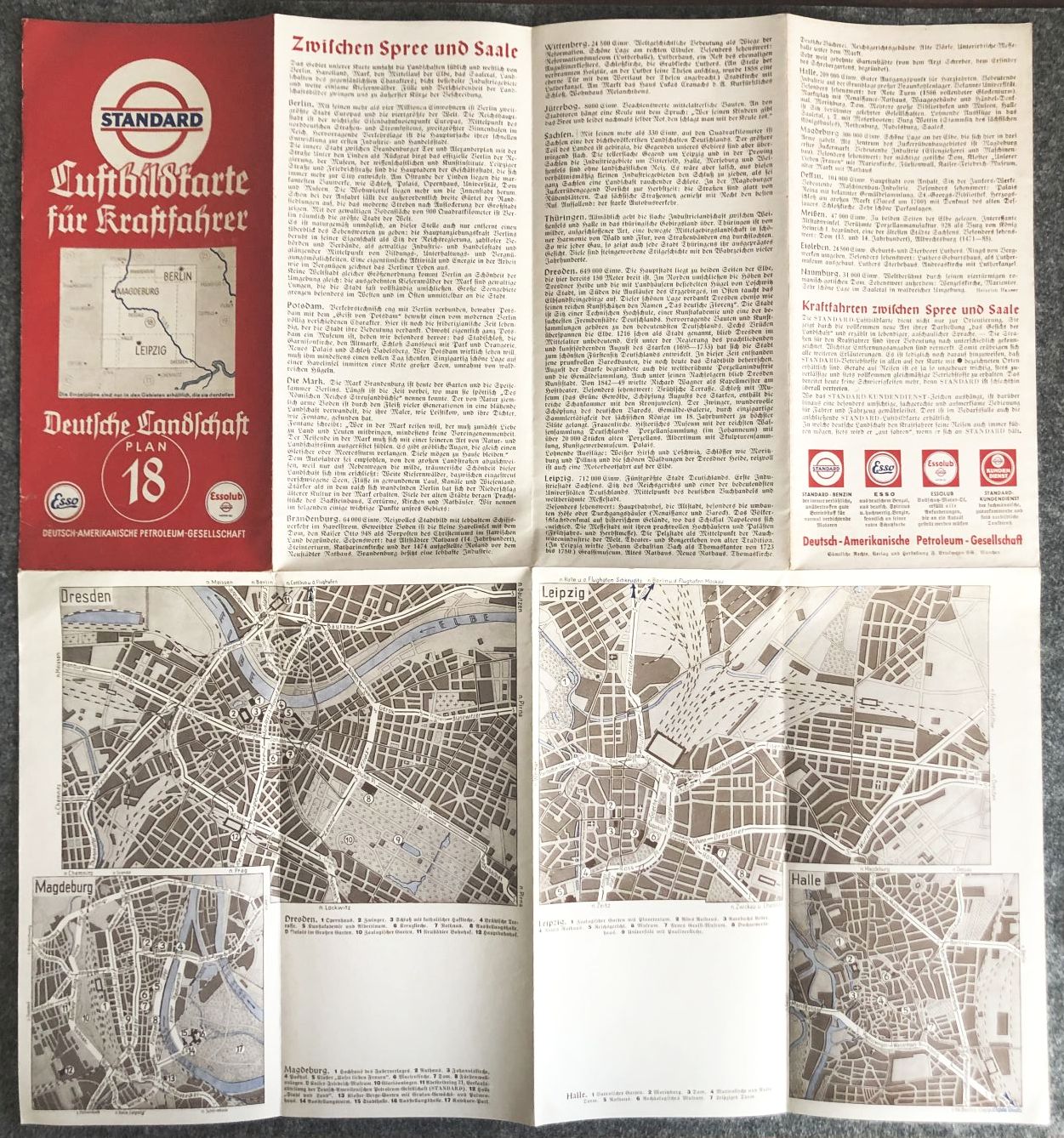 Alte Luftbildkarte für Kraftfahrer Deutsche Landschaft Standard Plan 18 Landkarte