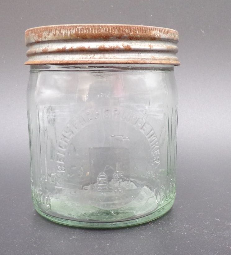 Altes Honig Glas Reichsfachgruppe Imker echter deutscher Honig 1930er mit Deckel