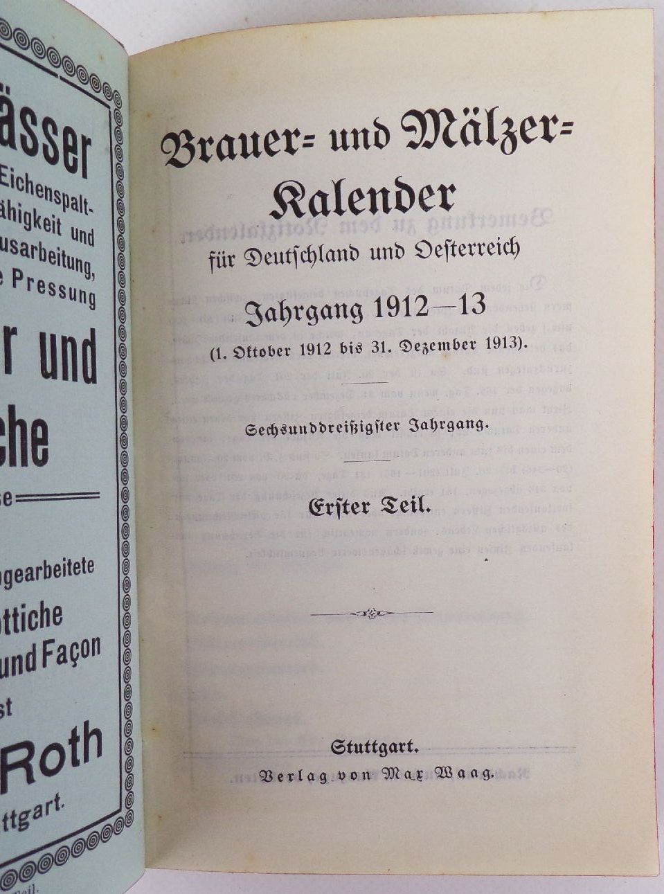 Brauer und Mälzer Kalender 1913 Brauer und Mälzer Kalender 1913