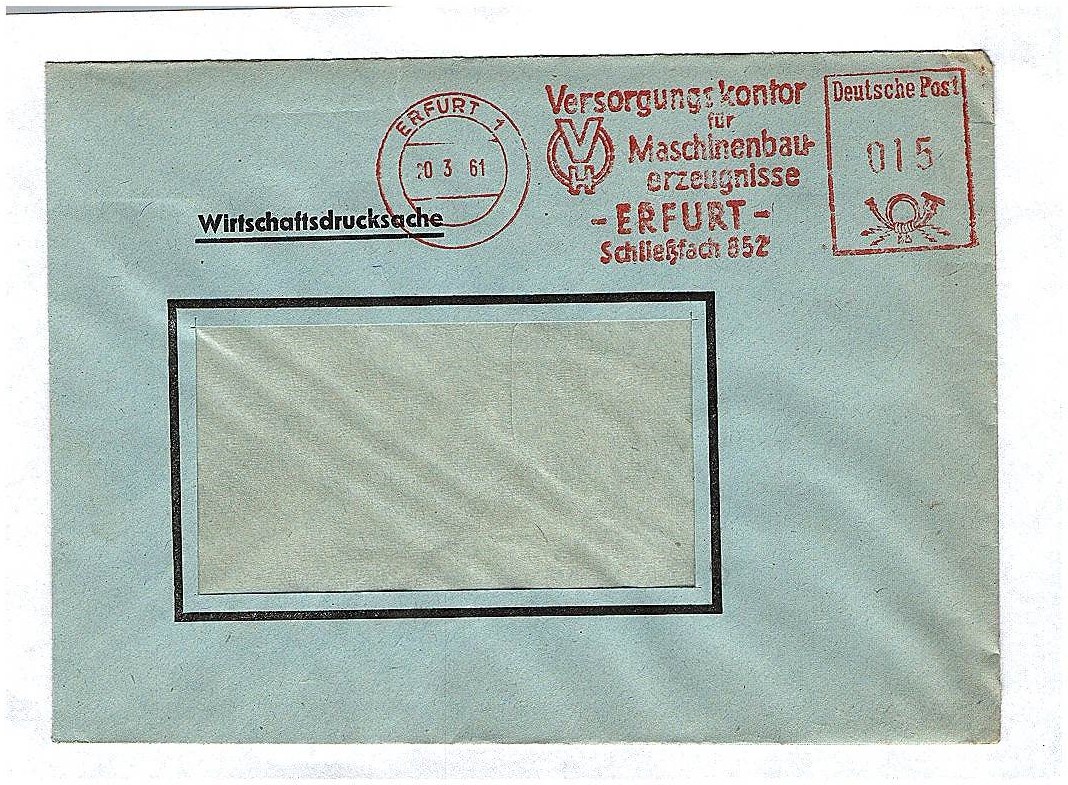 Wirtschaftsdrucksache Versorgungskontor Maschinenbauerzeugnisse Erfurt 1961