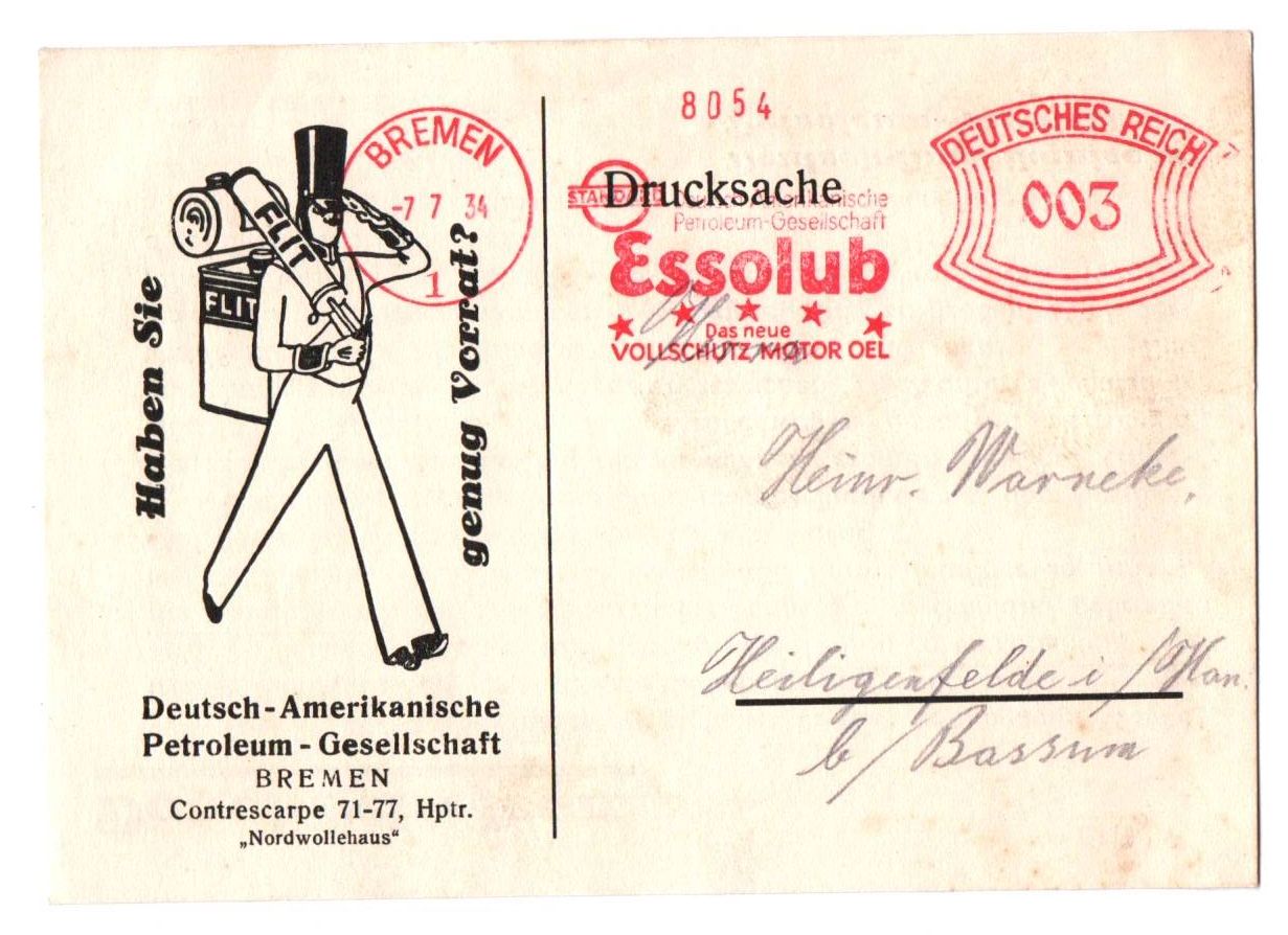 Drucksache Essoclub Deutsch Amerikanische Petrouleum Gesellschaft 1934