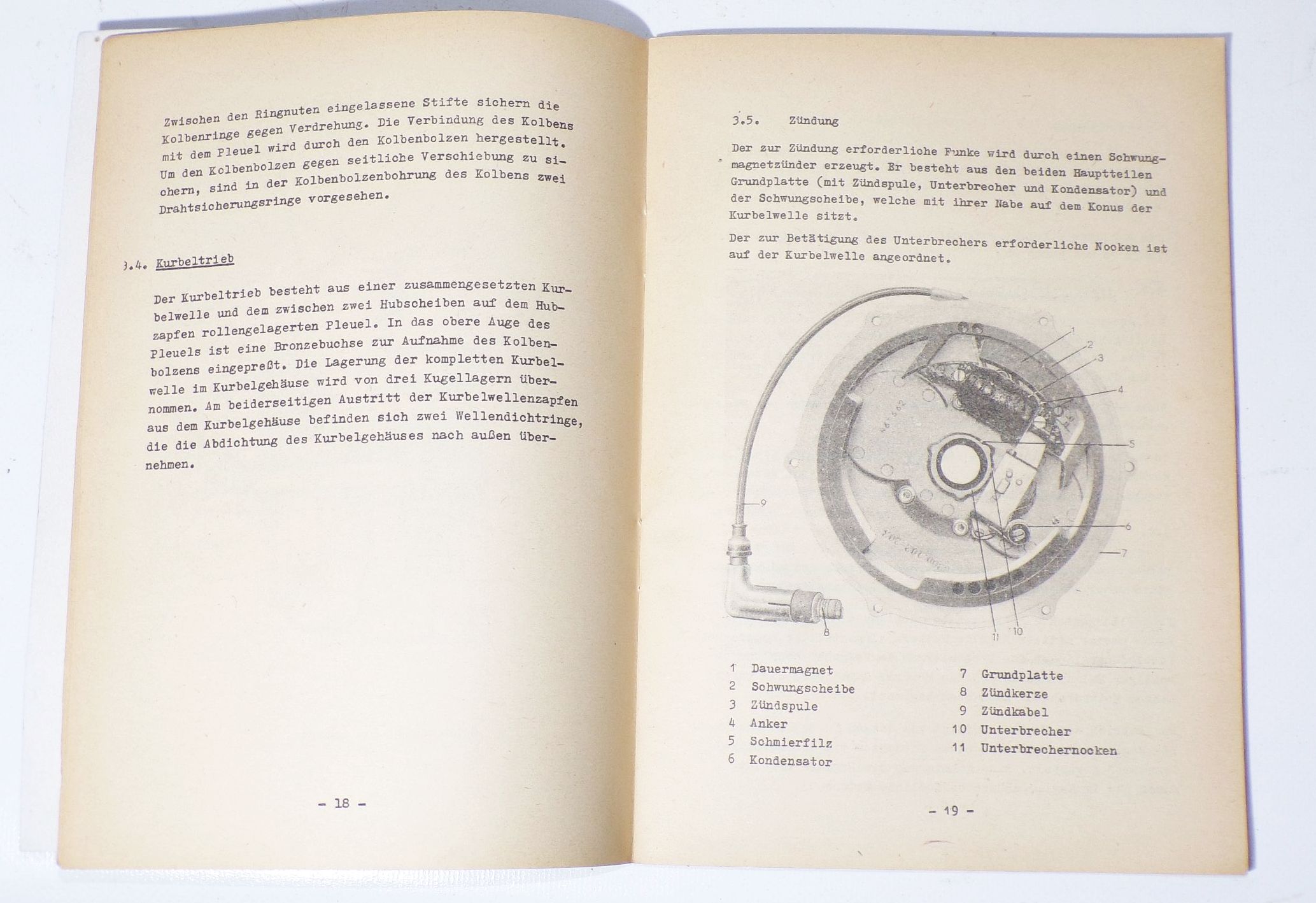 Betriebsanleitung stationärer Zweitakt Motor EL308 Ausgabe 1968