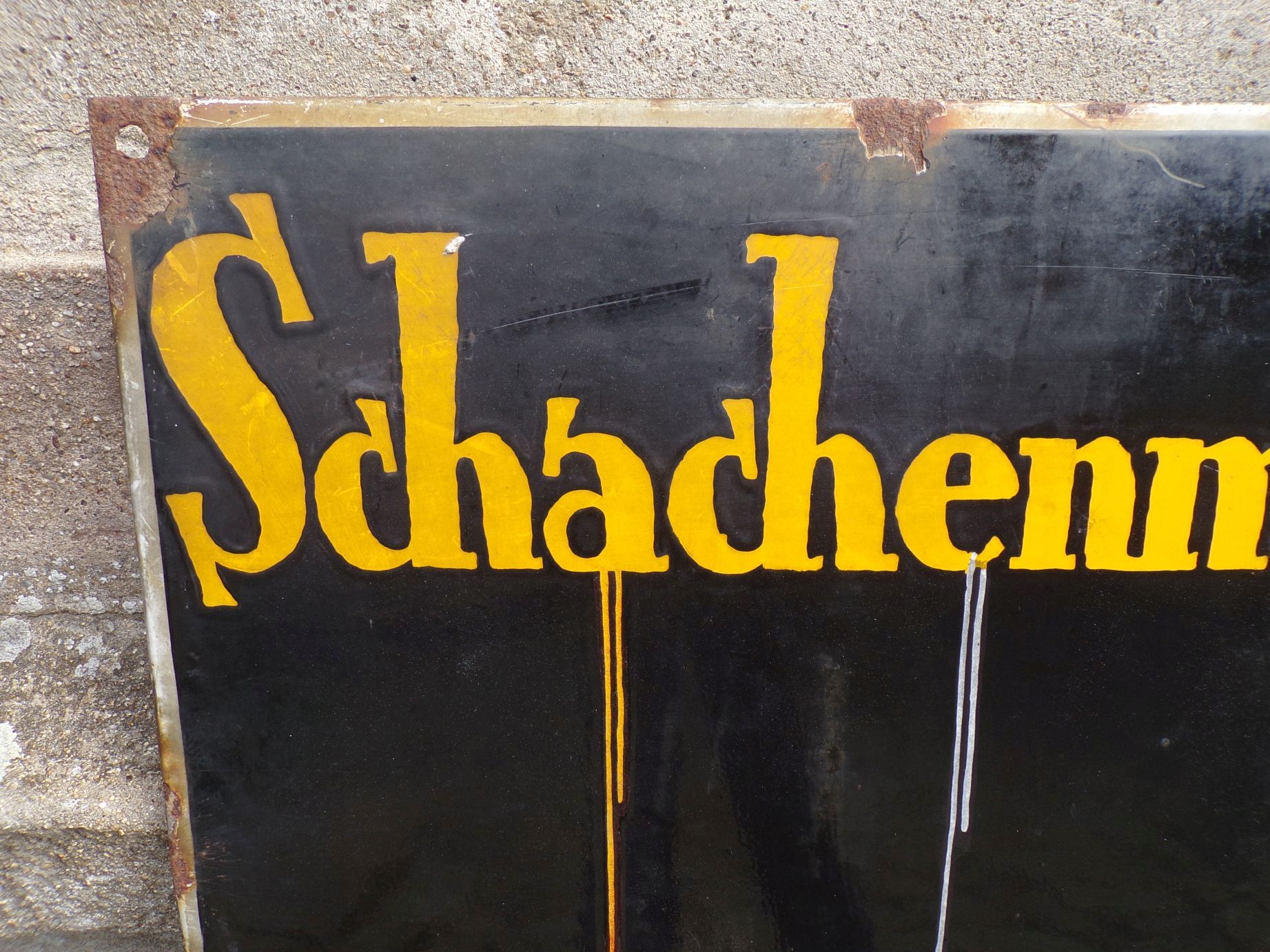 Altes Emailschild Schachenmayr Wolle Salach Württemberg Reklame Schild