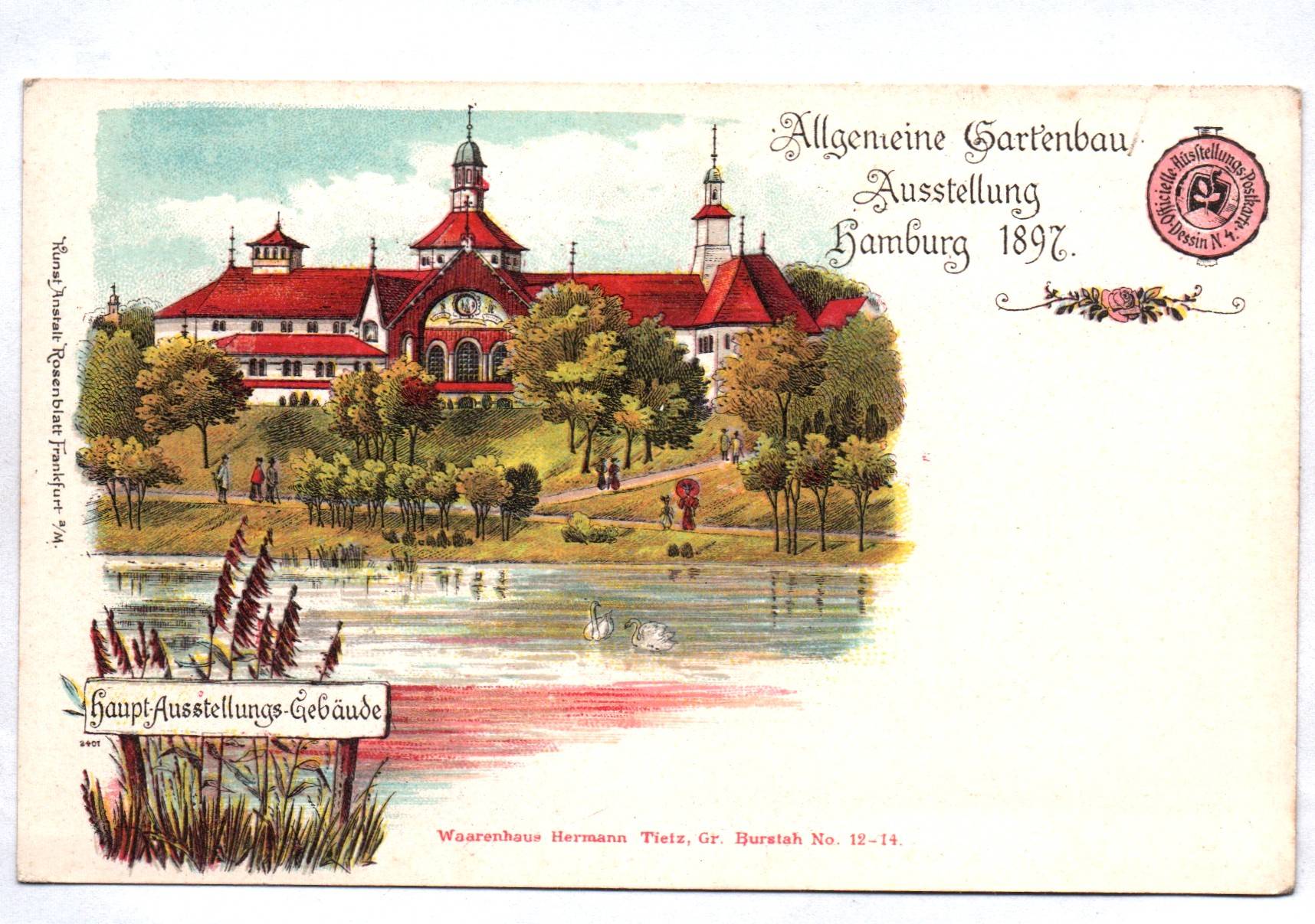 Litho Ak Hamburg Gartenbau Ausstellung1897 Haupt Ausstellungs Gebäude 