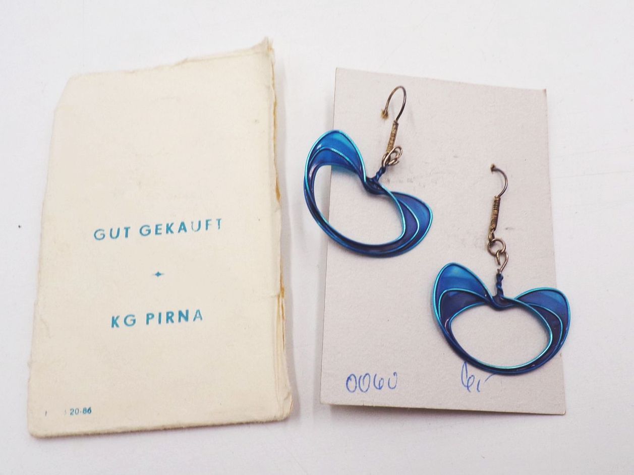 Modeschmuck DDR blau Anhänger Ohrschmuck KG Pirna OVP Retro Vintage