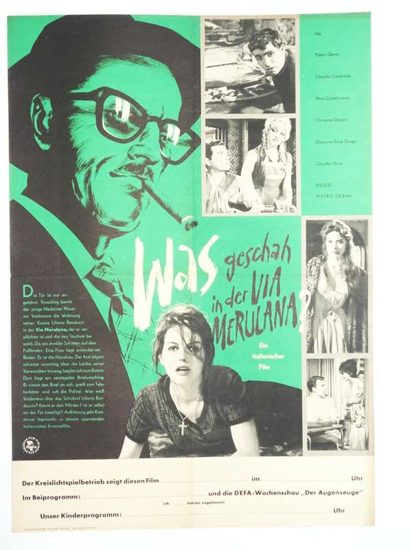Filmplakat Was geschah in der Via Merulana 1960 Claudia Cardinale 