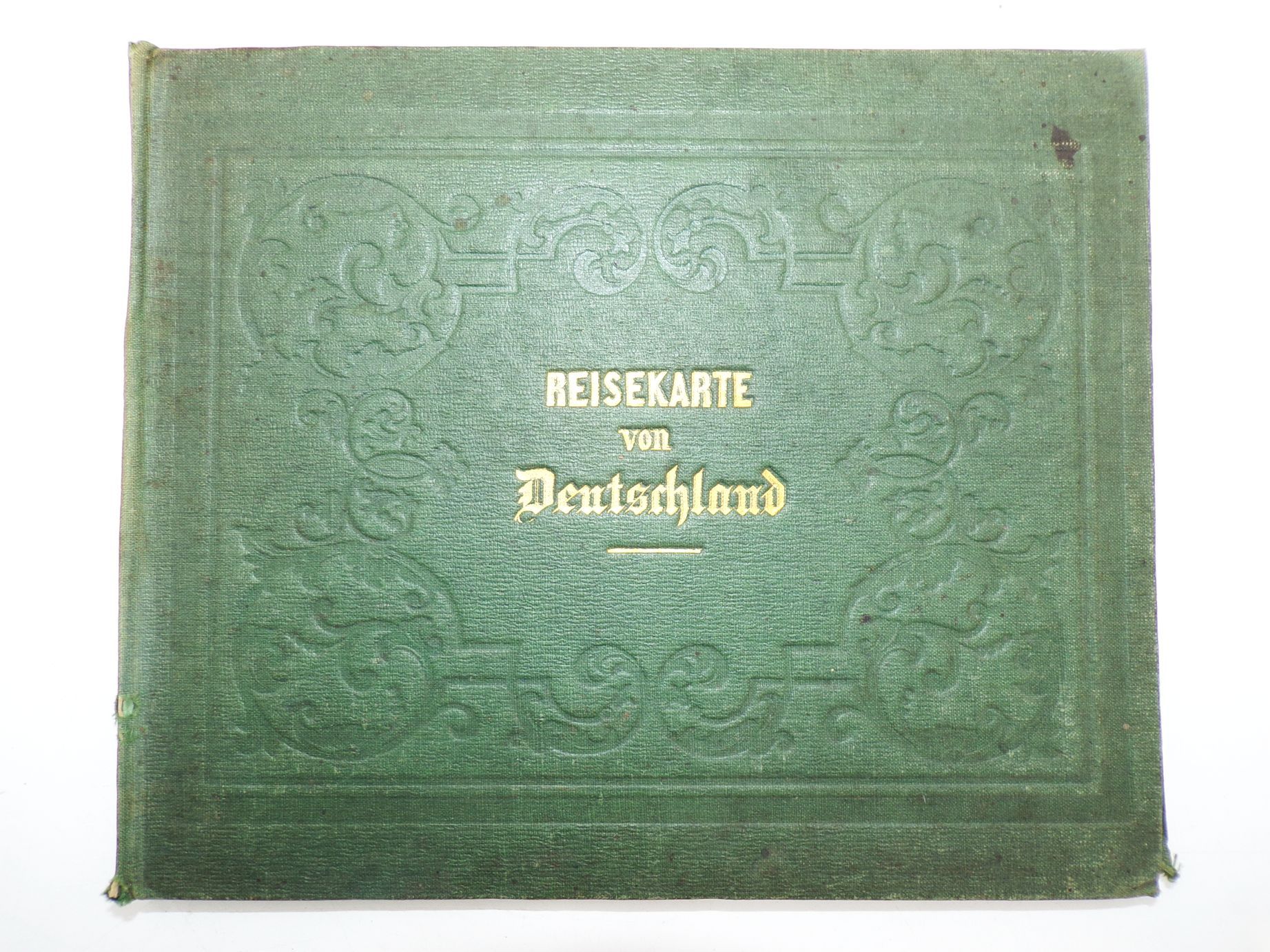 Reisekarte von Deutschland Leinen Landkarte um 1880 Grenzen koloriert