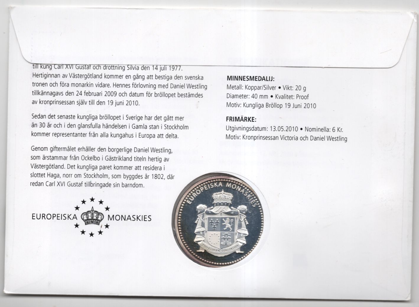 Numisbrief Kronprinzessin Victoria von Schweden Numisbrief Kronprinzessin Victoria von Schweden