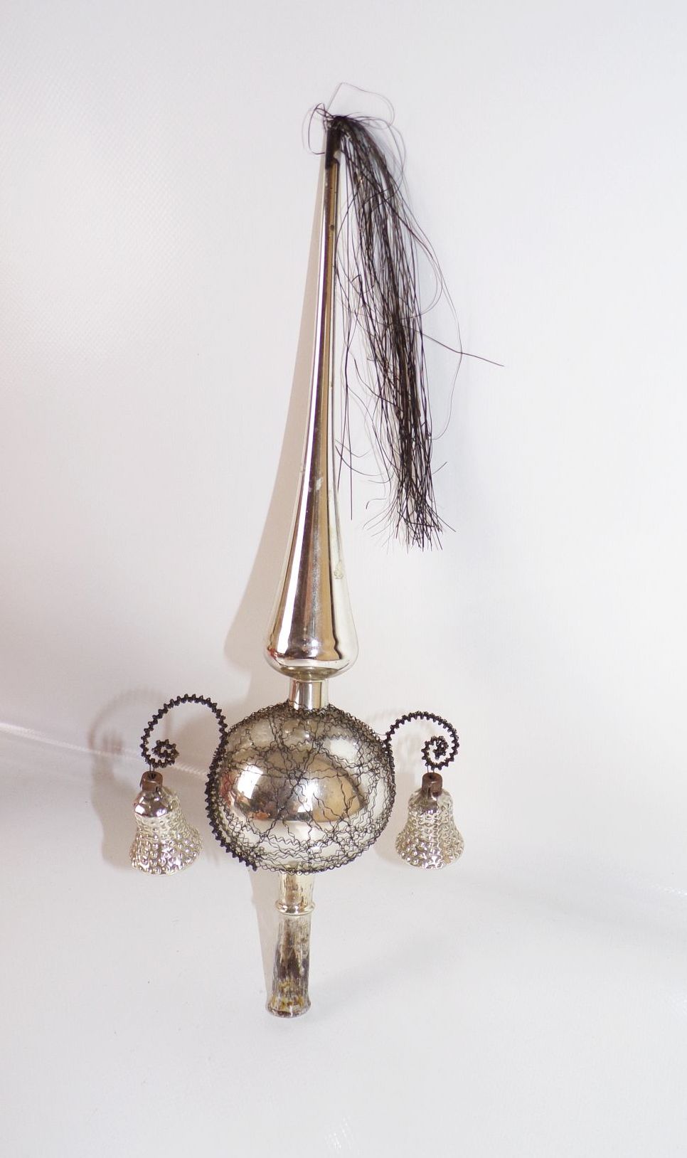 Alte Christbaumspitze Glas wohl Lauscha Glocken Antik 