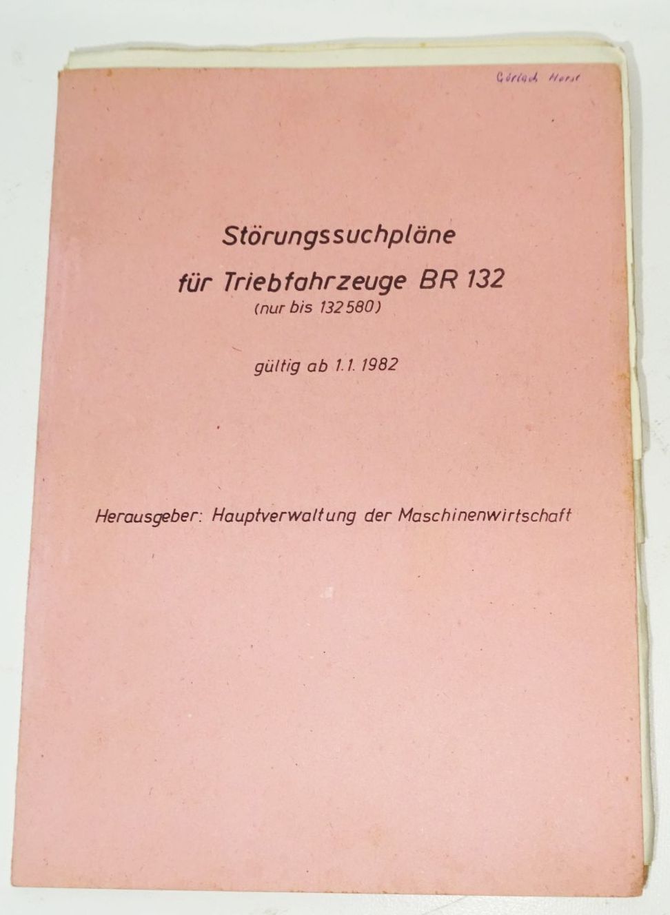 Störungspläne für Triebfahrzeuge BR 132 Deutsche Reichsbahn 1982