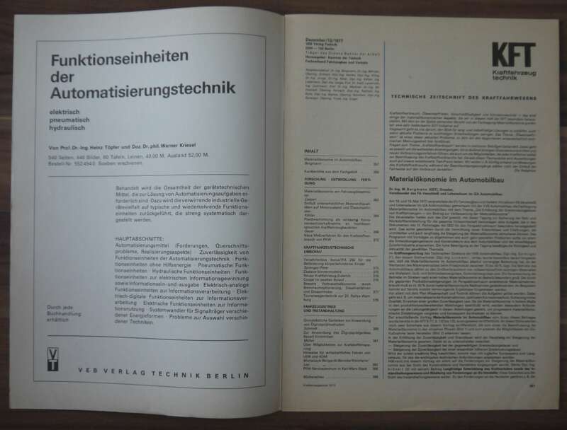 KFT Im Blickpunkt Materialökonomie Dezember 1977 W 50 LA W ND