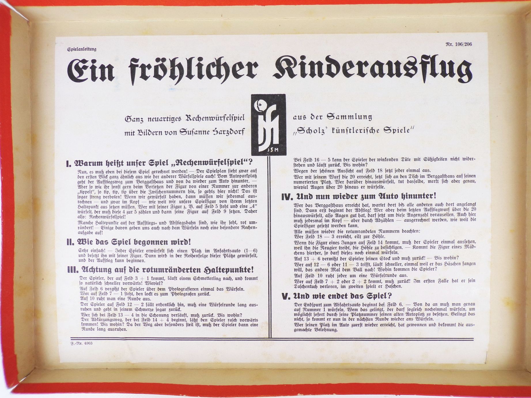 Ein fröhlicher Kinderausflug Scholz Mainz 1930 er Würfelspiel Brettspiel