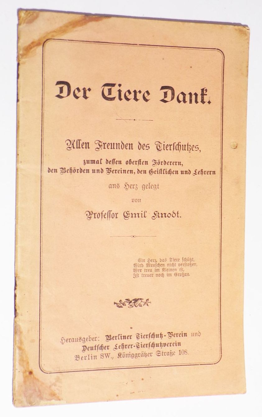 Tierschutz Kalender 1903 1904 1906 1911 1912 1914 1915 1916 1925 1927 1928 1935 1942