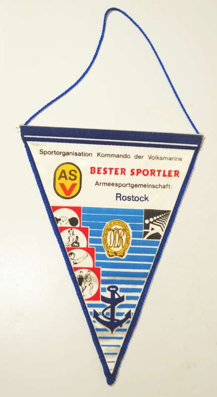 DDR Wimpel Bester Sportler Sportorganisation Kommando Volksmarine Rostock ASV