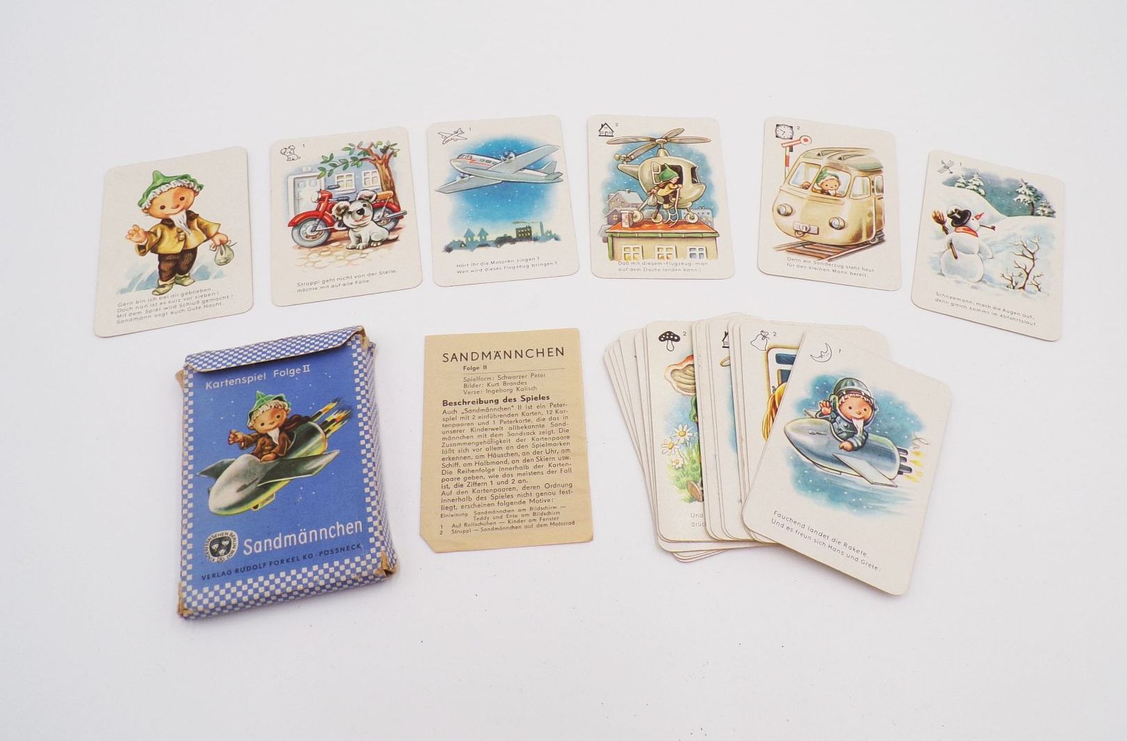 Sandmännchen Kartenspiel Folge II Rudolf Forkel Pössneck 1964 DDR