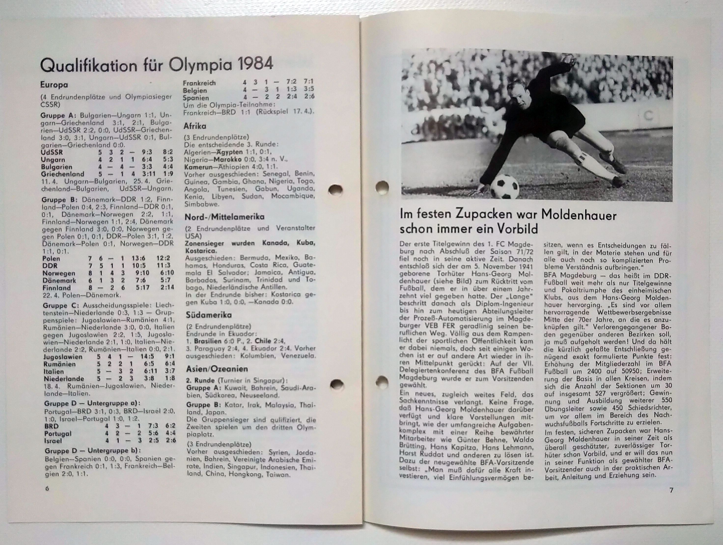 Fußball Programmheft Fußballländerspiel Olympia Qualifikation DDR - Dänemark