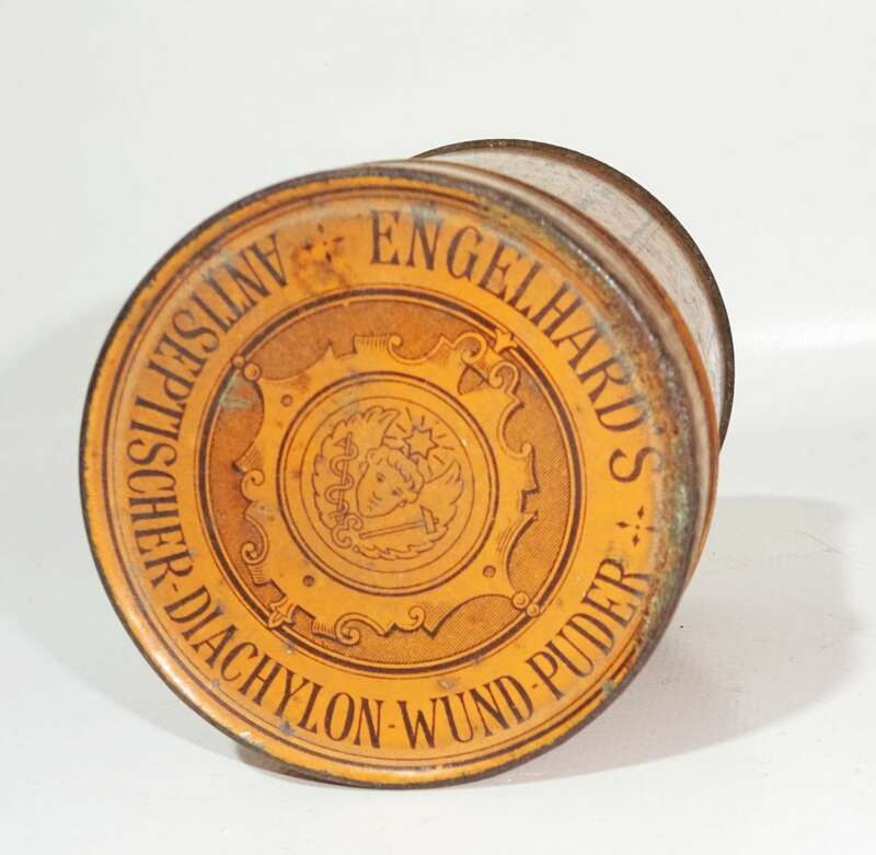 Alte Blechdose Engelhardt Wundpulver Apotheker Arzt Drogerie um 1900