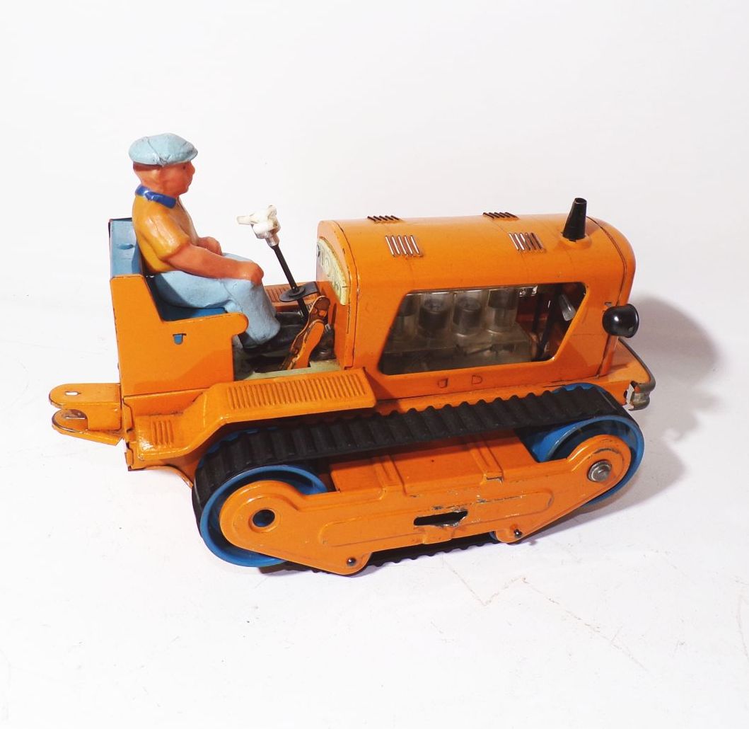 MSB Raupe Raupenschlepper mit Fahrer Orange DDR Spielzeug