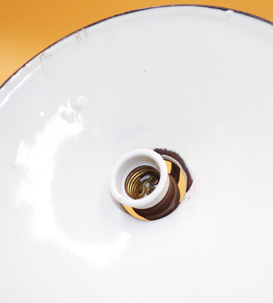 Alte Emaille Deckenleuchte Grün Weiß Vintage E27 Email Pendelleuchte