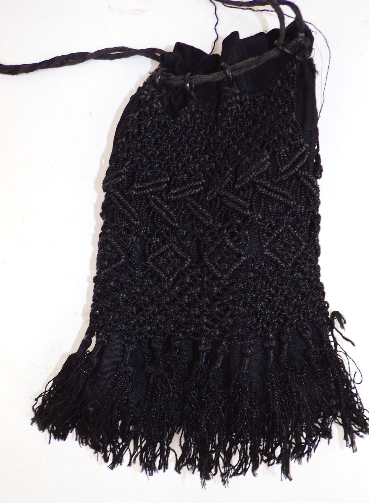 Alte Abendtasche schwarz gehäkelt um 1900 Tasche Handtasche vintage 