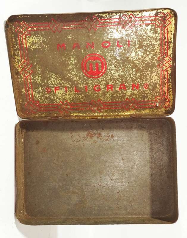 Zigarettendose Manoli Filigran Berlin 1920er vintage box Reklame