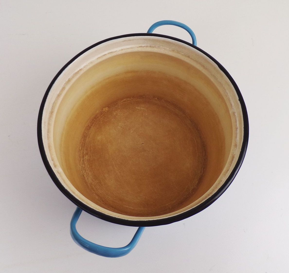 Alter Email Kochtopf blau weiß Deckel Topf Gartendeko Pflanzgefäß Shabby