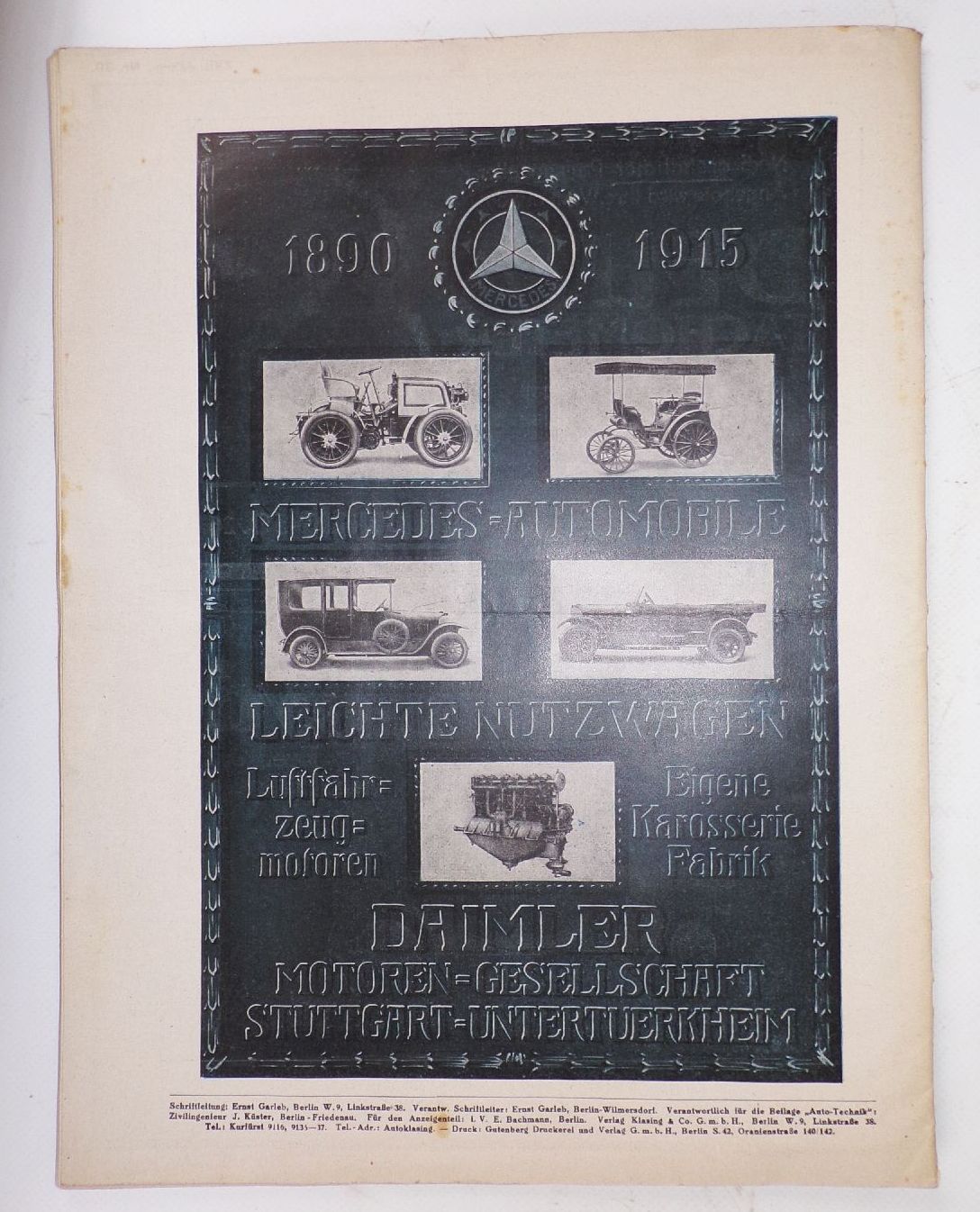 Allgemeine Automobil Zeitung Nr 30 von 1916 Klasing Berlin Oldtimer Allgemeine Automobil Zeitung Nr 30 von 1916 Klasing Berlin Oldtimer