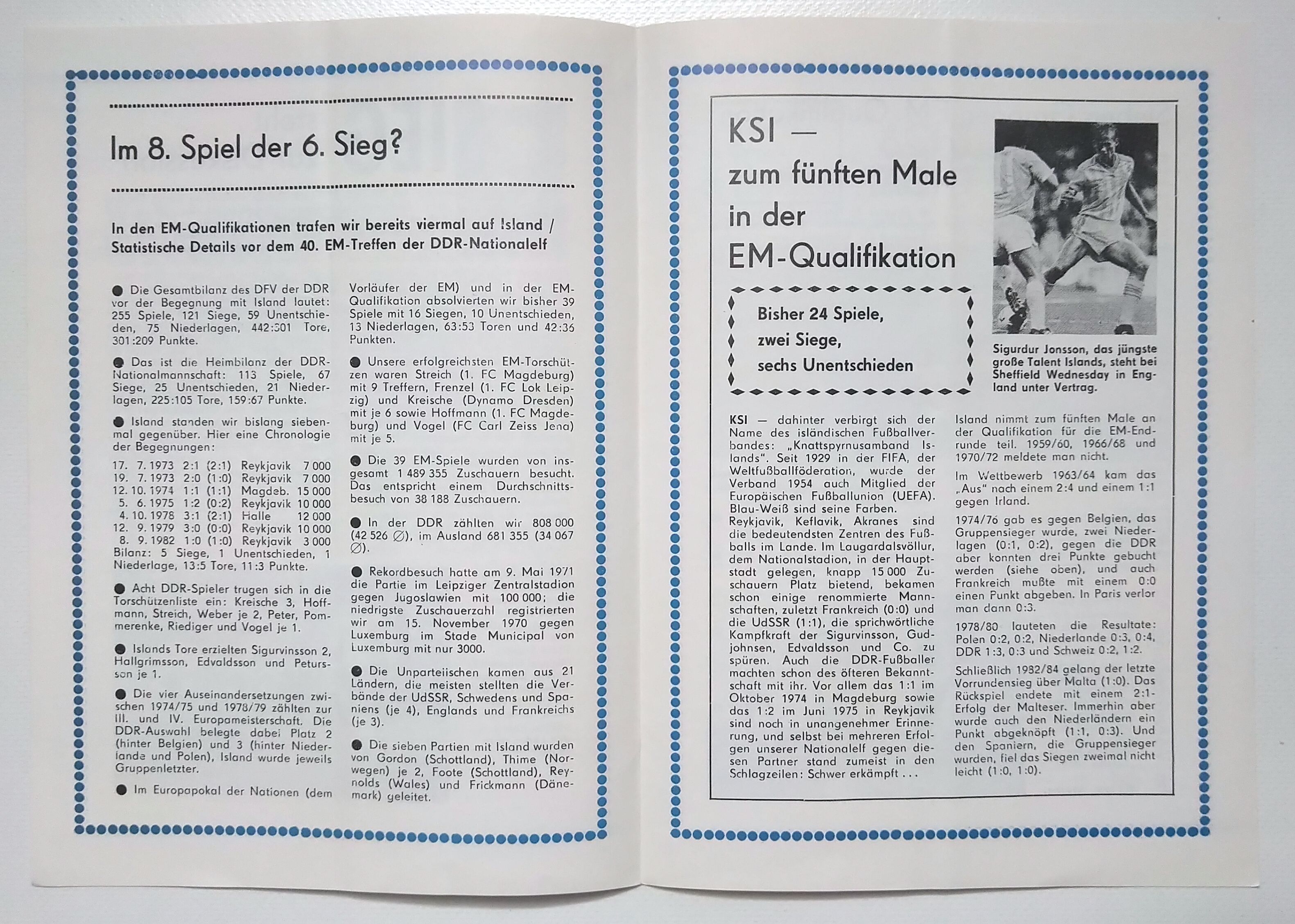 Fußball Programmheft Fußballländerspiel DDR - Island 1986