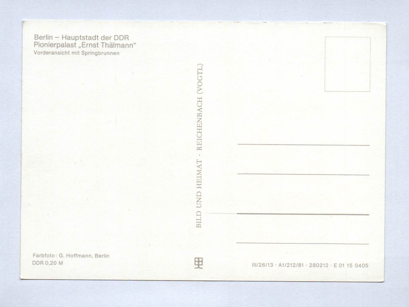 Ak Berlin Pionierpalast Ernst Thälmann mit Springbrunnen 1981 Ak Berlin Pionierpalast Ernst Thälmann mit Springbrunnen 1981