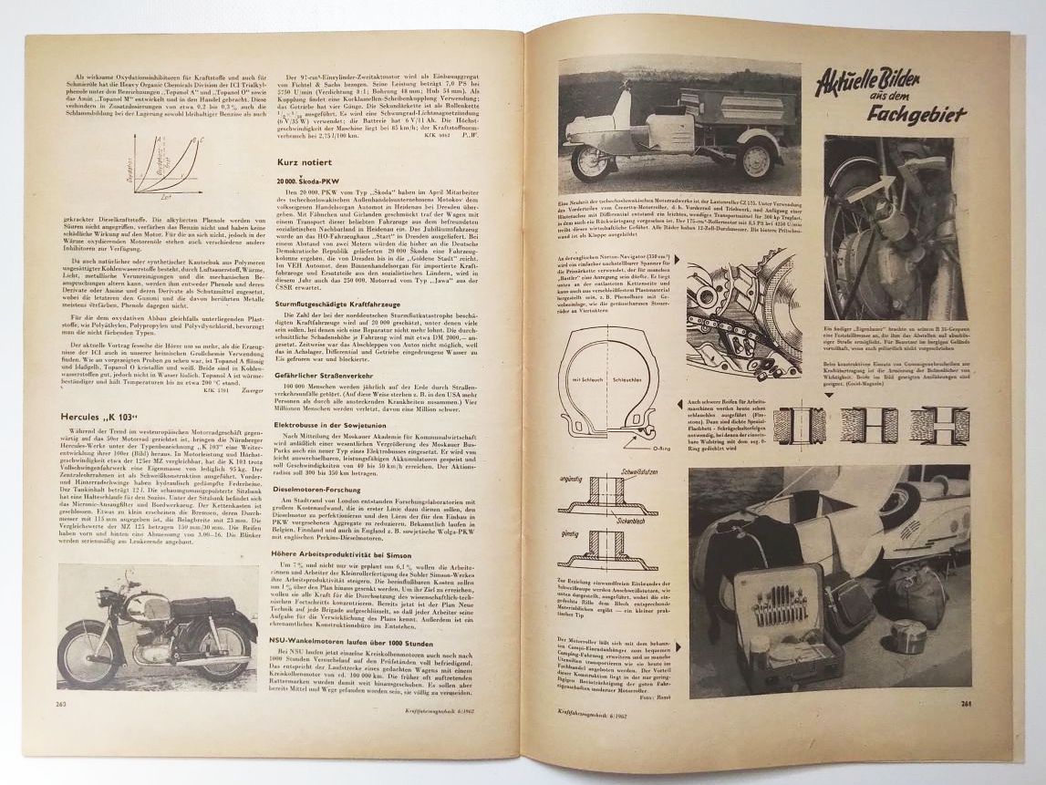 DDR Zeitschrift SIMSON Kleinroller KR50 KFT Nr 6 Kraftfahrzeugtechnik 1962 DDR Zeitschrift SIMSON Kleinroller KR50 KFT Nr 6 Kraftfahrzeugtechnik 1962