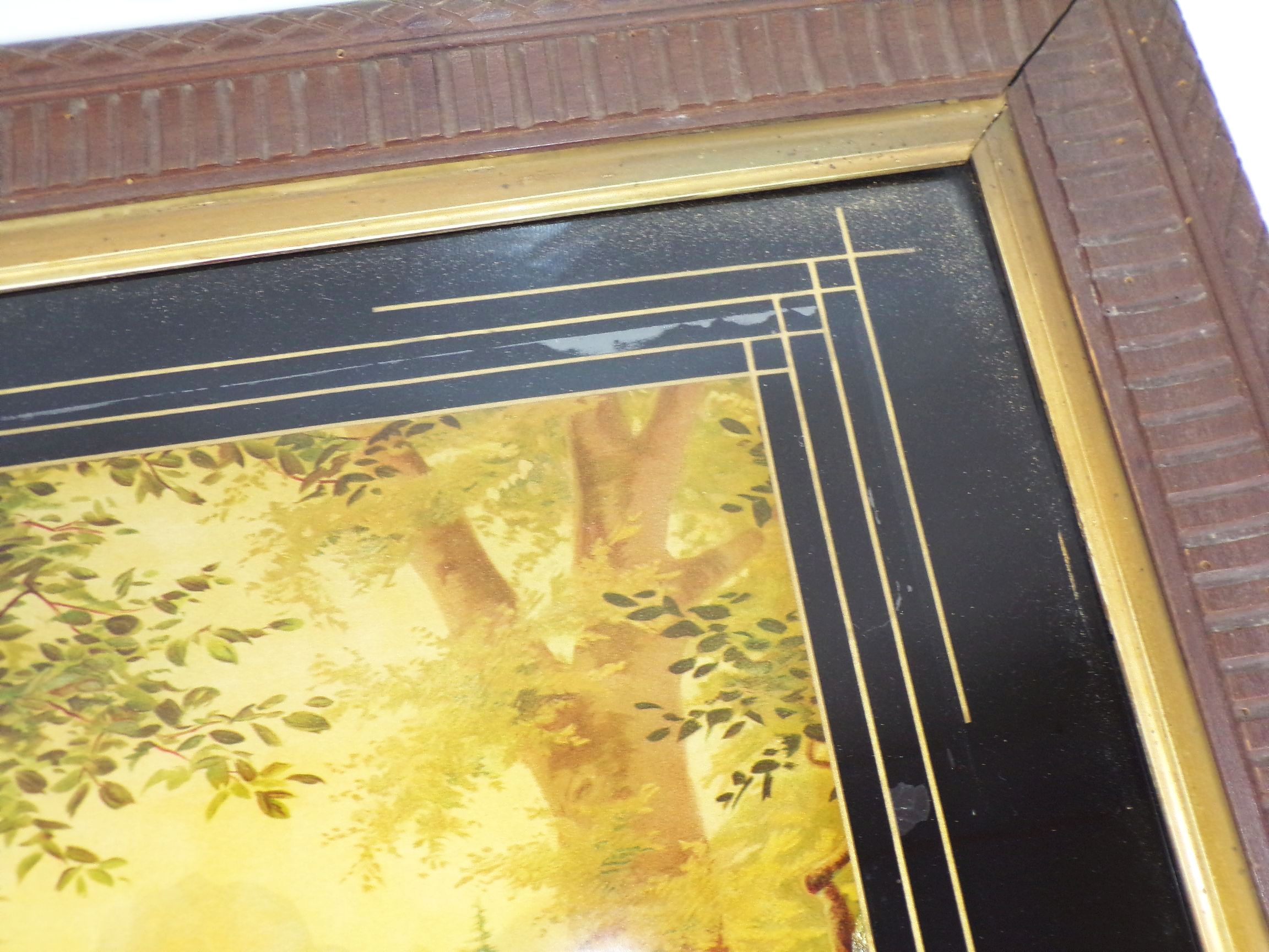 Altes Bild Stülpner Karl Jagdszene um 1900 Hinterglas Druck Siebdruck 