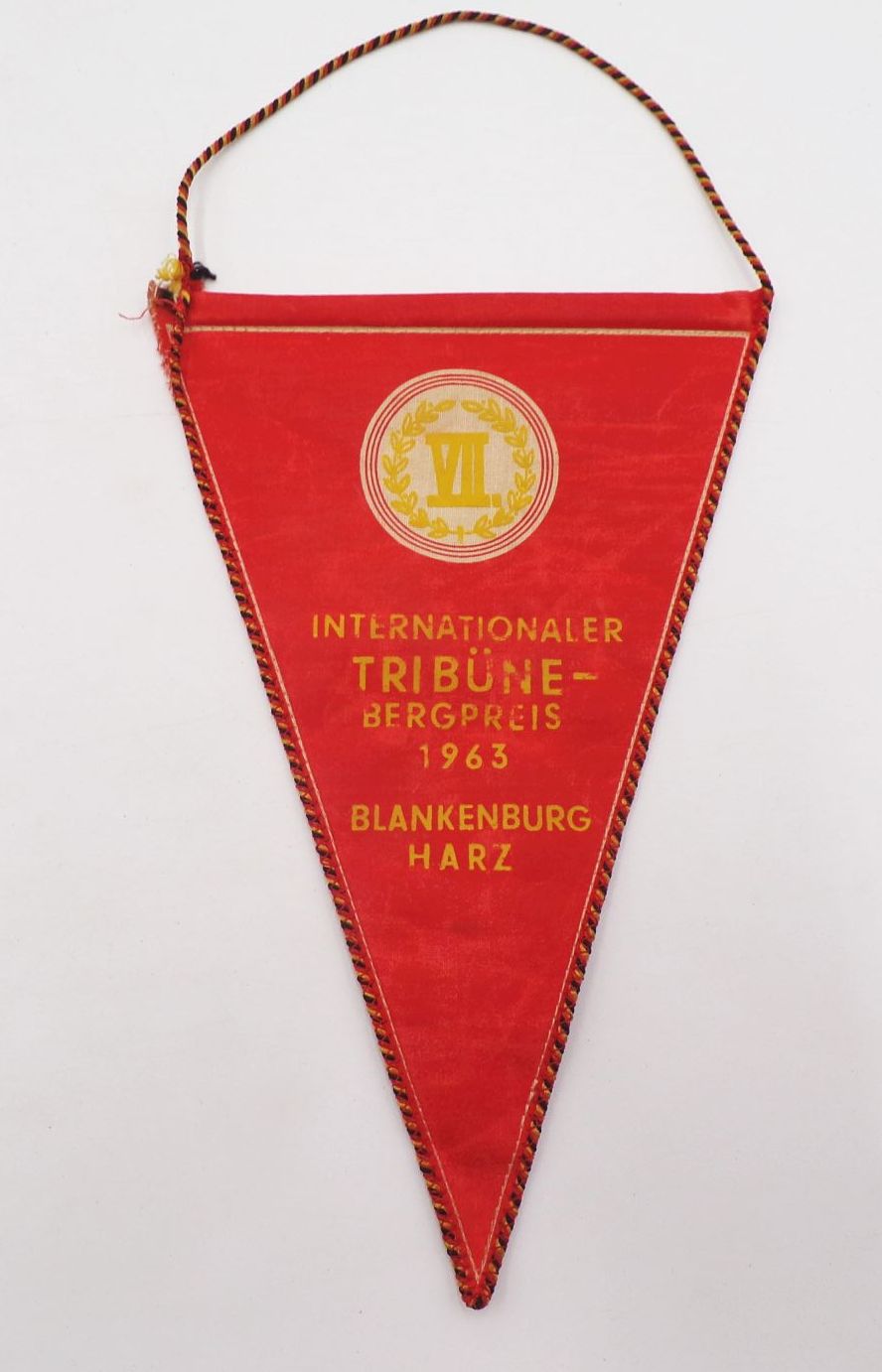 DDR Wimpel internationale Tribüne Bergpreis 1963 Blankenburg Harz FDGB Berlin