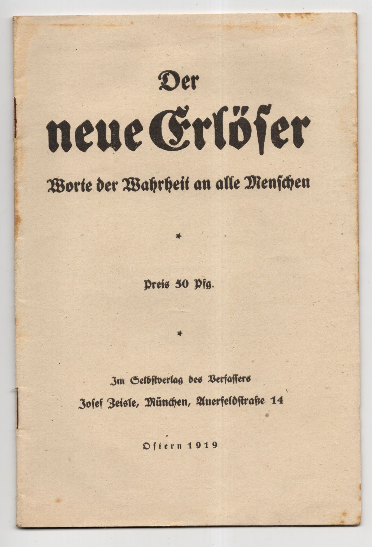 Der neue Erlöser Josef Zeisle München 1919