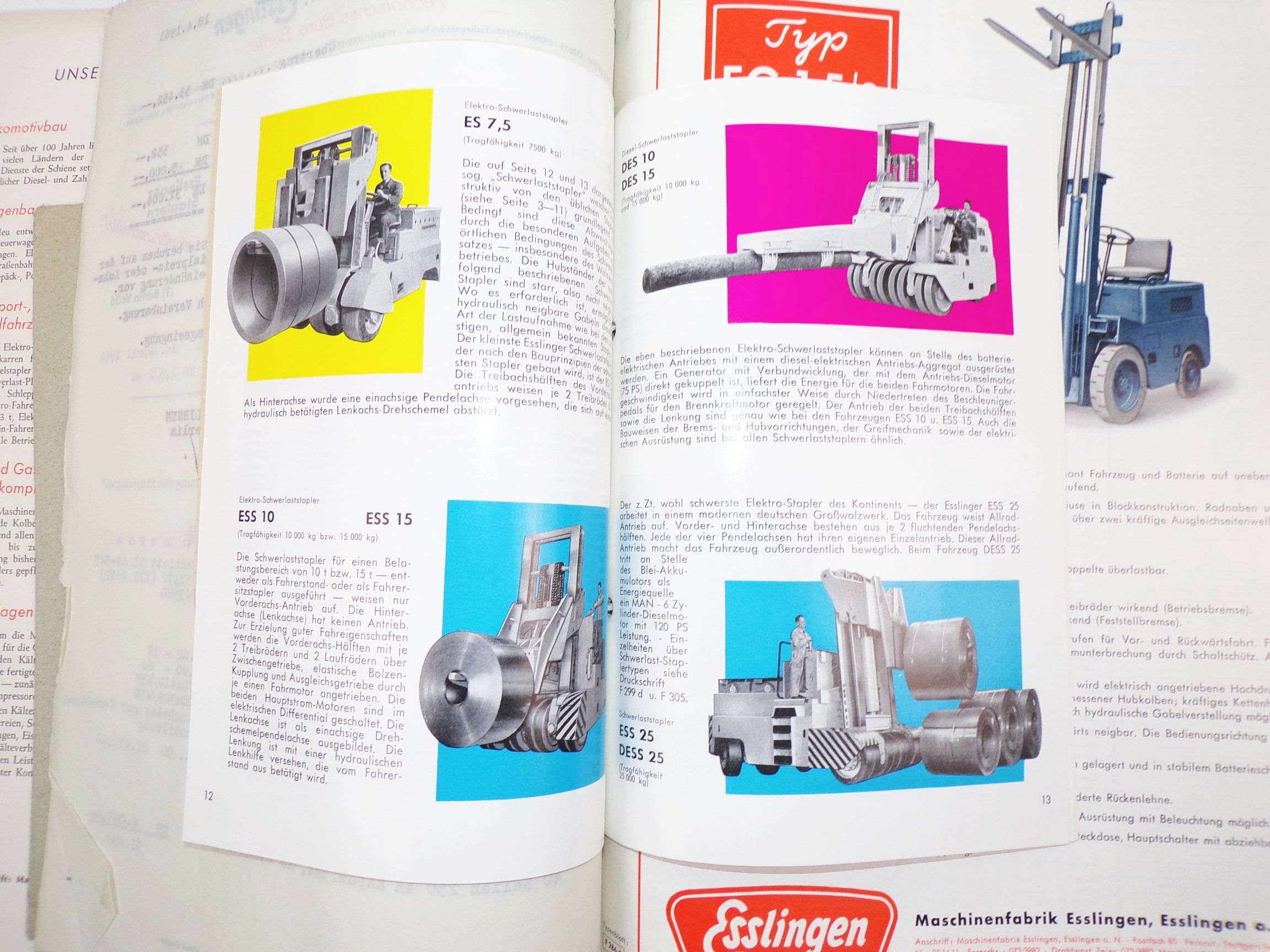 Maschinenfabrik Esslingen Gabelstapler 1961 Transportfahrzeuge Berlin Mappe 