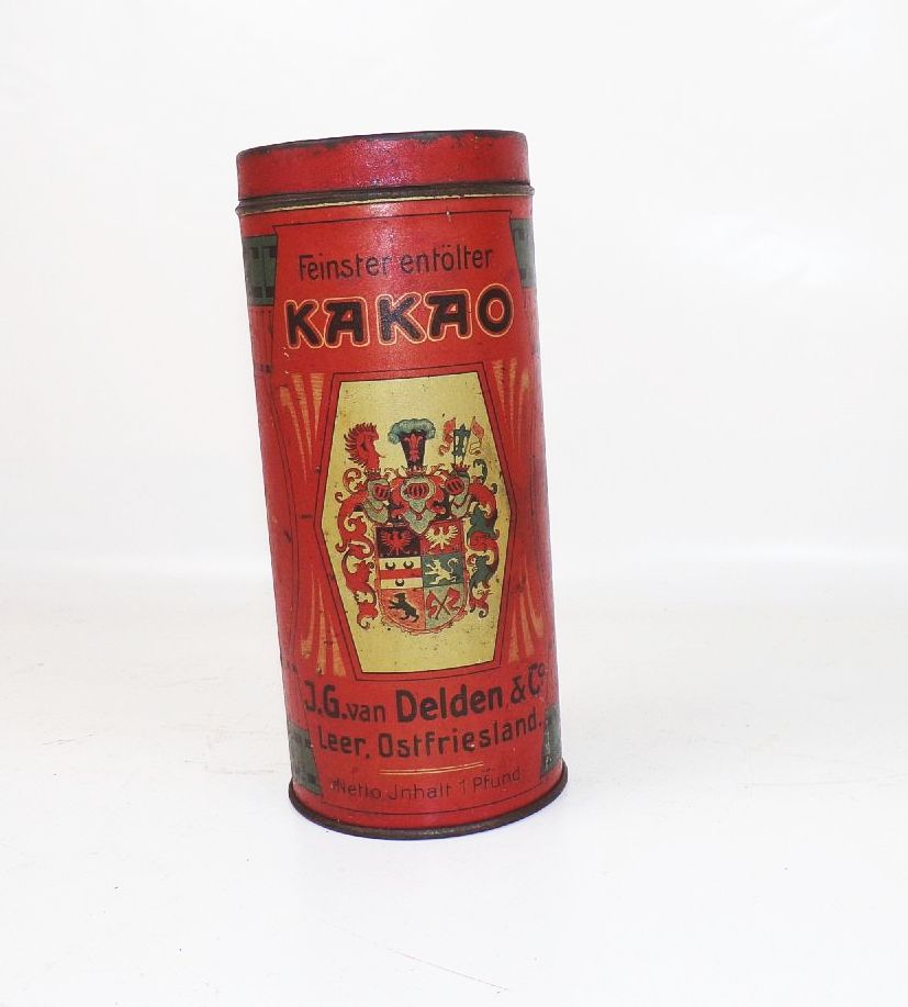 Alte Kakao Blechdose Delden Leer Ostfriesland um 1910 toller Zustand Alte Kakao Blechdose Delden Leer Ostfriesland um 1910 toller Zustand