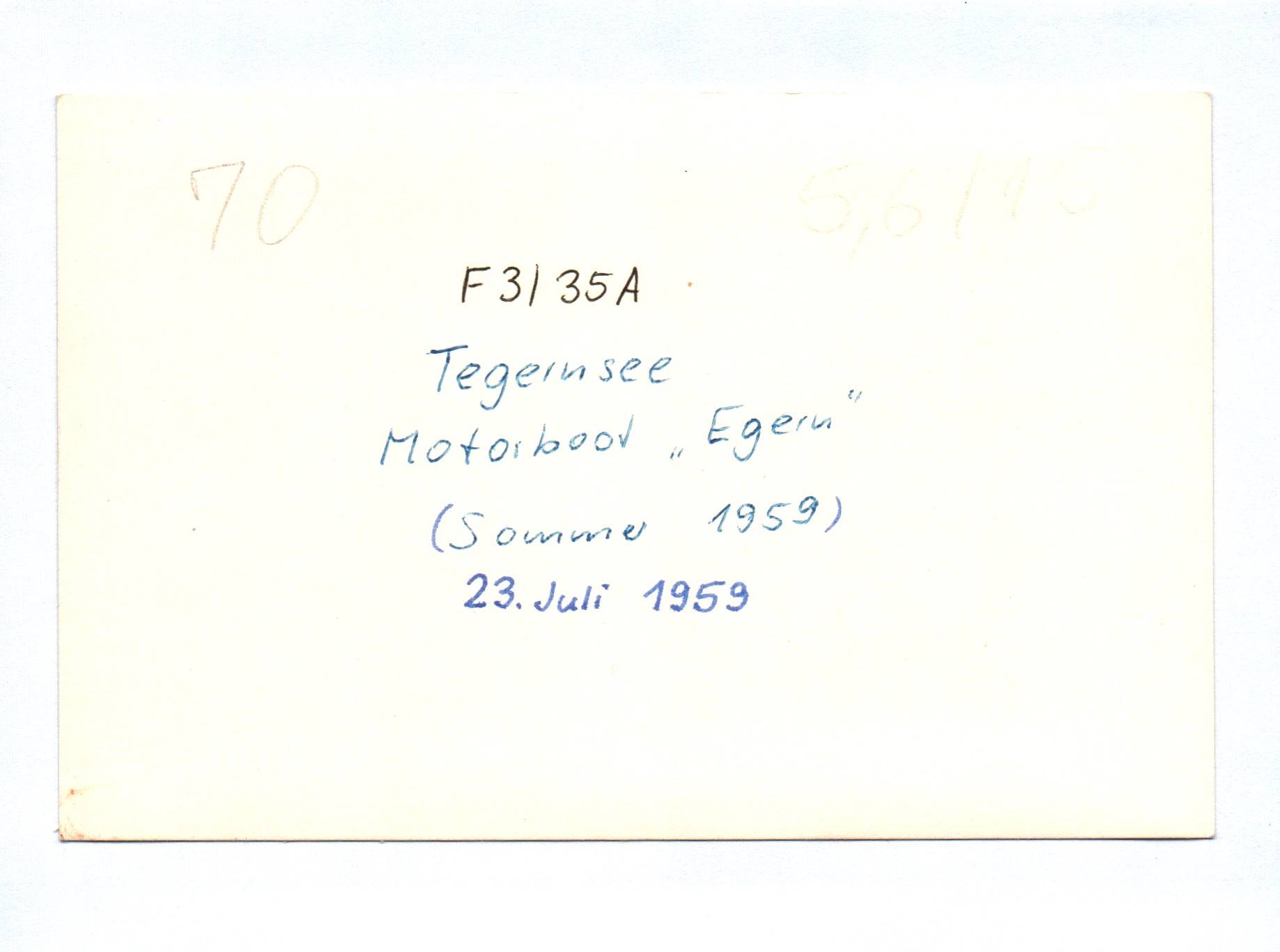 Foto Tegernsee Motorboot Egern Sommer 1959