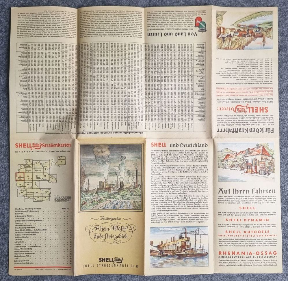 Shell Straßenkarte Nr 10 Ruhrzeche Rhein Westfalen Industriegebiet 1930er Landkarte Shell Straßenkarte Nr 10 Ruhrzeche Rhein Westfalen Industriegebiet 1930er Landkarte