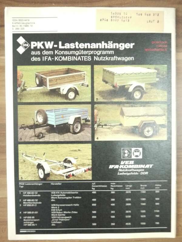 Lkraftfahrzeugtechnik Oktober 1985 KFT Kleinroller SR 50 80 aus Suhl MZ ETZ 150