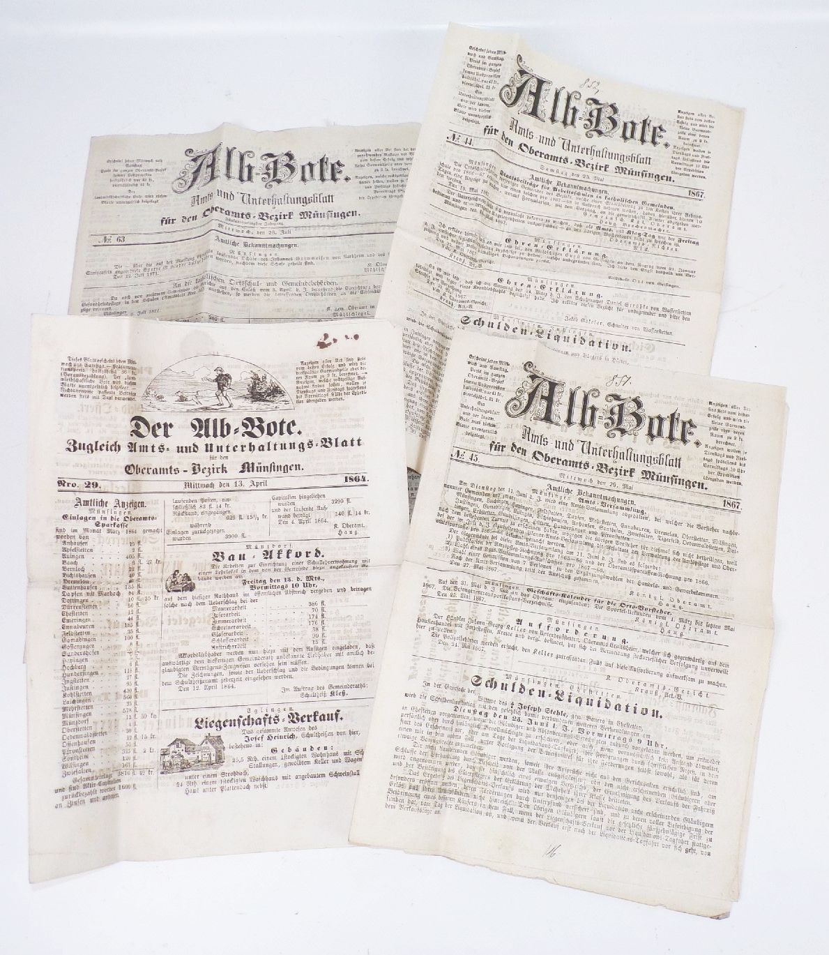 Der Alb Bote 1864 bis 1871 Oberamt Bezirk Münsingen Zeitung