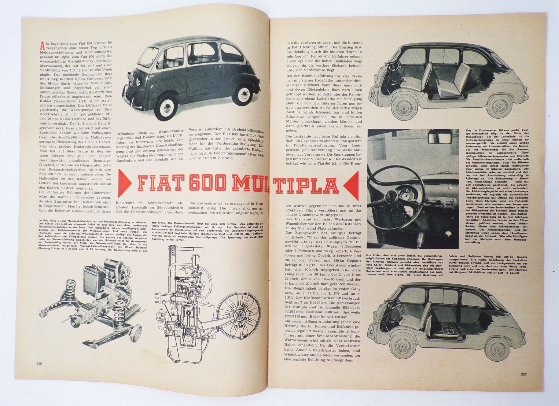 Zeitschrift Der deutsche Straßenverkehr Heft 8 August 1957 Fiat 600 Multipla 