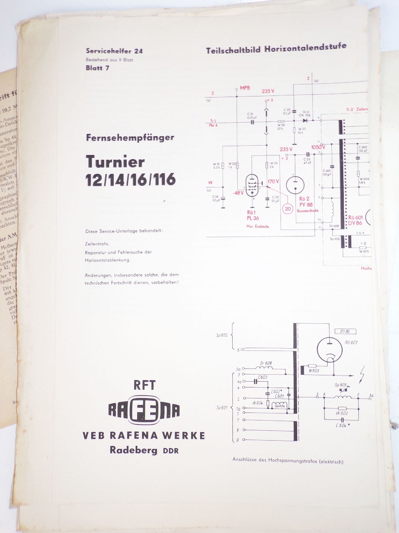 Konvolut Schaltbilder Schalttafeln Rafena Fernseher DDR RFT Gleichrichter 