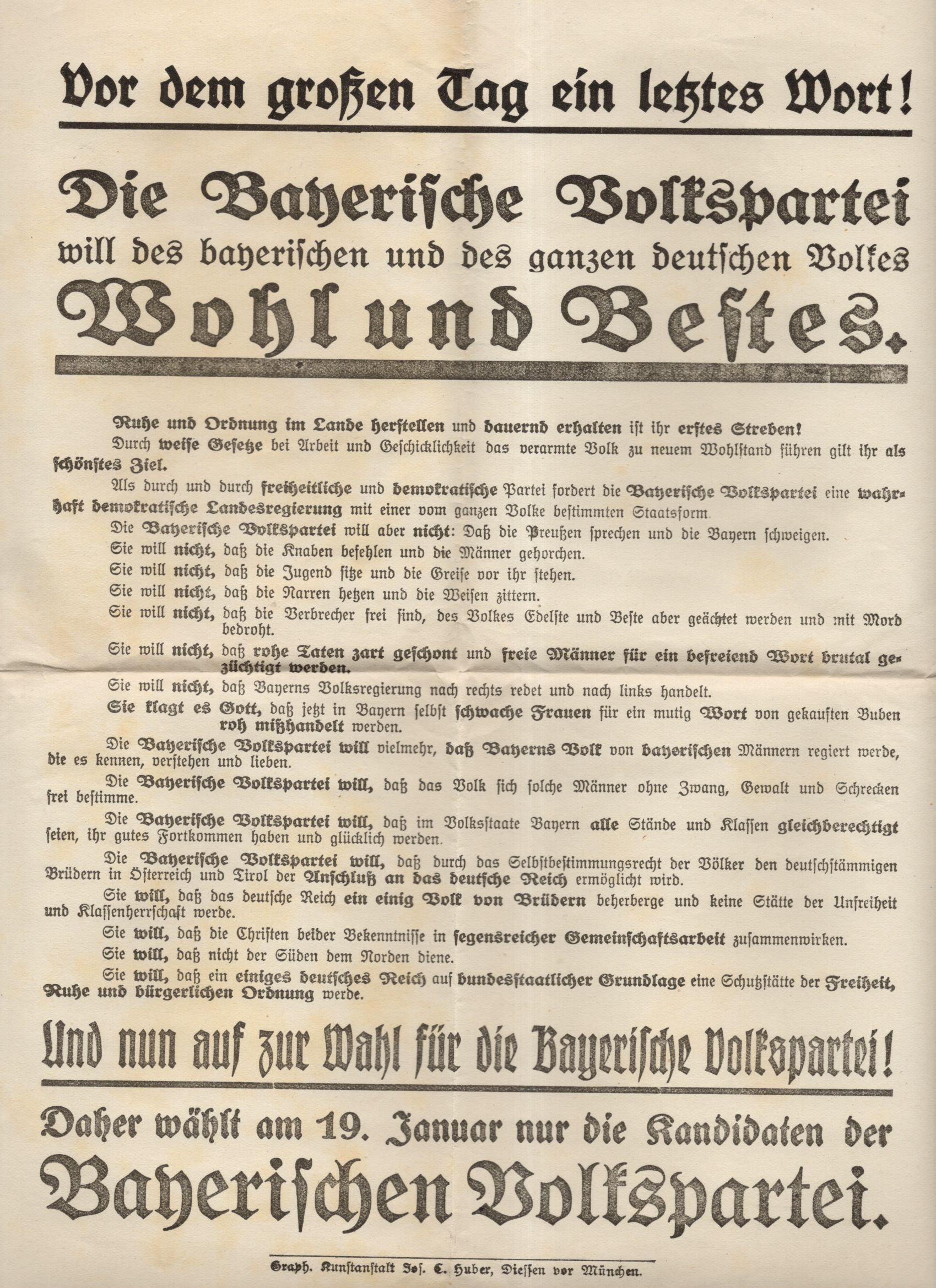 Flugblatt 2 Stück Bayerische Volkspartei 1919 Räterepublik 